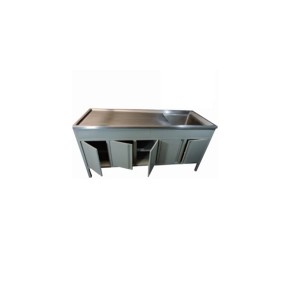 Mesa alta de 210 cm con fregadero izquierdo estructura esmaltada HEL-HM166 MARCA -  Herlis