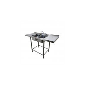 Mesa de 300 cm con respaldo y doble fregadero central HEL-HM355 MARCA -  Herlis