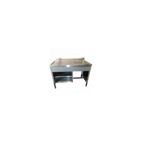 Mesa alta de 180 cm con respaldo y fregadero izquierdo de acero inoxidable HEL-HM181 MARCA -  Herlis