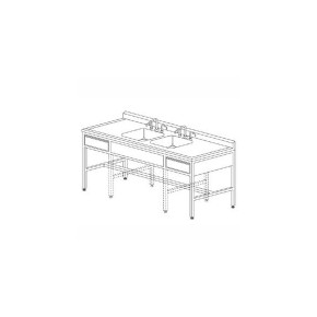 Mesa de 180 cm con respaldo y doble fregadero derecho HEL-HM374 MARCA -  Herlis