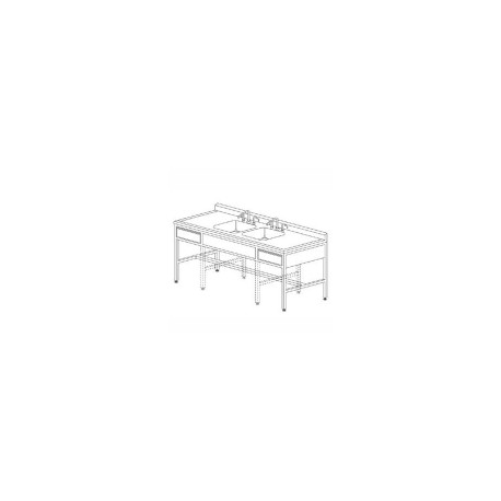 Mesa de 180 cm con respaldo y doble fregadero derecho HEL-HM374 MARCA -  Herlis