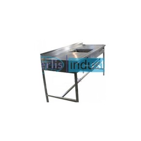 Mesa alta de 150 cm con fregadero central y cajones HEL-HM139 MARCA -  Herlis