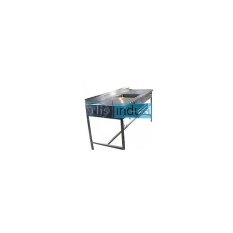 Mesa alta de 150 cm con fregadero central y cajones HEL-HM139 MARCA -  Herlis