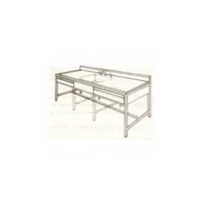 Mesa alta de 180 cm con fregadero central y cajones HEL-HM138 MARCA -  Herlis