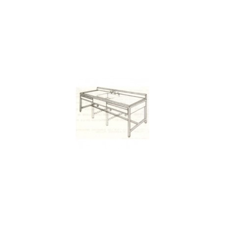 Mesa alta de 180 cm con fregadero central y cajones HEL-HM138 MARCA -  Herlis