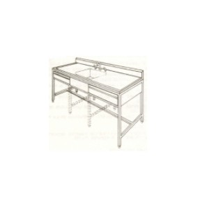 Mesa alta de 230 cm con fregadero central y cajones HEL-HM136 MARCA -  Herlis