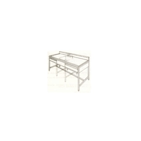 Mesa alta de 230 cm con fregadero central y cajones HEL-HM136 MARCA -  Herlis